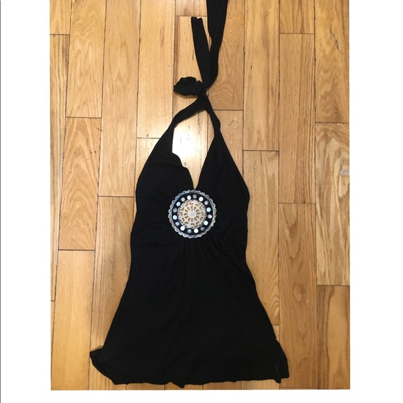 Black embellished halter top - Picture 1 of 4